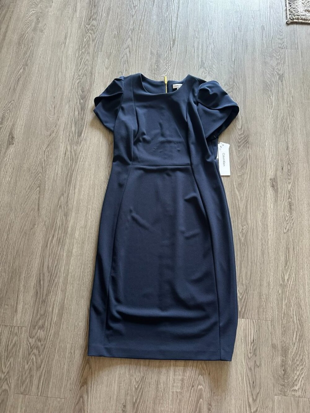 NEW Calvin Klein Tulip Sleeve Sheath Dress - Indigo (Navy Blue) - Size 10